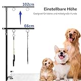 Faltbarer Hundepflegetisch-Arm mit Tischklemme – Höhenverstellbar 66–102 cm, Grooming-Arm mit Hängematte & Anti-Sitz-Schlaufe, Hunde-Fixierung für kleine & mittelgroße Hunde, Zuhause oder Salon
