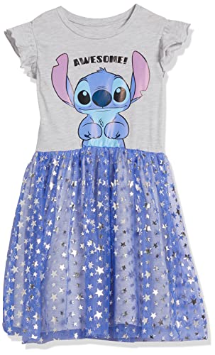 Disney Little Stitch Ruffle Sleeve Tulle Dress-Girls Sizes 4-16, Heather/Blue, 4-5 #TOP3