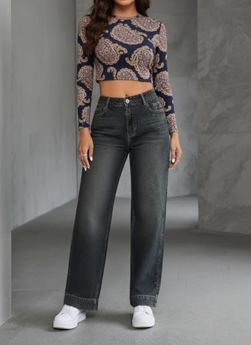 Image of ODDMONEKY Baggy Jeans for Women || Relaxed Fit Wide Leg High Rise Jeans for Women (Wjeans-8)