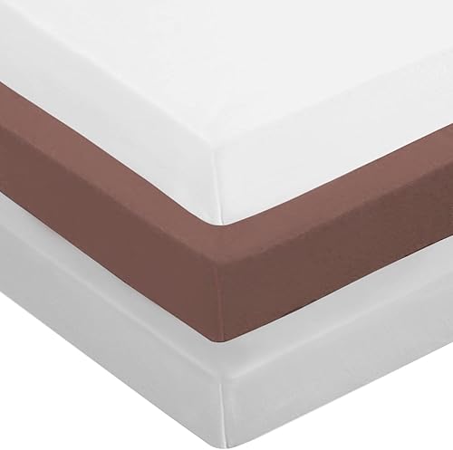 AMROSE Paquete de 3 sábanas de cuna suaves Heavenly para bebés niños y niñas, sábanas de cuna ajustables de 28 x 52 pulgadas para cuna y colchón de