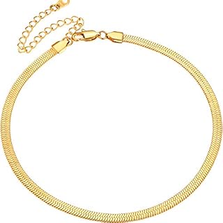 ChainsPro Women Flat Snake Chain Necklace,5mm, Silver/Gold/Black/Rose Gold (Gift Wrapped)