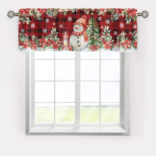 Snowman Curtains Valance,Christmas Holidays Decor Curtain Valance Window,Blackout Valance Curtains,Rod Pocket Valance Window,Christmas Snowman Window Curtains for Bedroom Bathroom Living Room