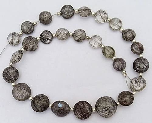 Quartz rutilé noir perles facettées pour créer des bijoux personnalisés uniques et élégants