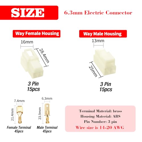 YIXISI 120 PCS 6.3mm 3 Pin Automotive Electrical Wire Connectors Kit - Image 2