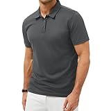 Polo Homme Manches Courtes Séchage Rapide Poloshirt Short Sleeve Moisture Wicking Regular Fit Polo Golf Sport (DG L)