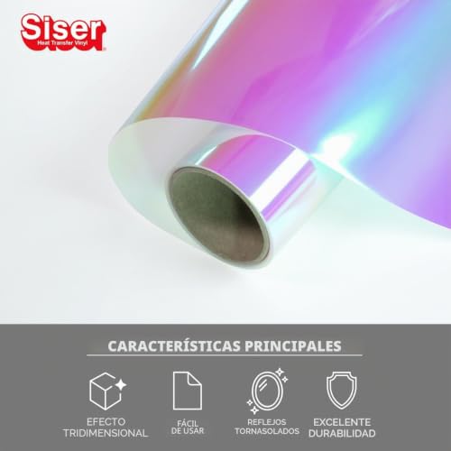 Miniatura 2 de Siser Holographic Rainbow - Vinilo Termotransferible Termoadhesivo Holográfico Para La Personalización De Tejidos, Ropa Y Accesorios, Manualidades Creativas, Fácil De Cortar