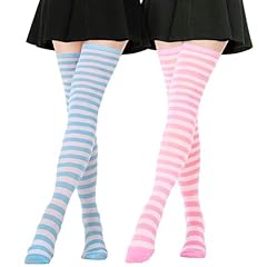 2 Pairs Extra Long: Pink＆white, Blue＆white