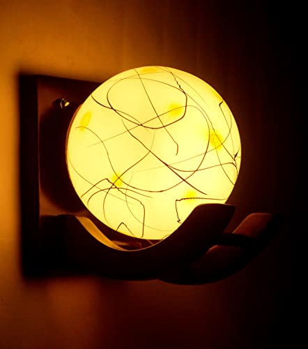 Image of Traditional Indoor Wall Light Wall Lamp Wood Light for Home Decoration,Living Room,Indoor Outdoor (Brown) Globe Shape Wooden 5 to 80 Watts E27 Holder(Bulb not Included) Pack of 1