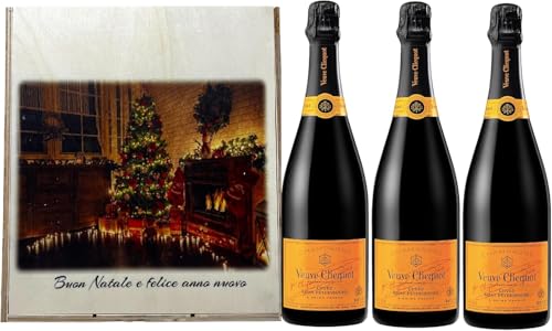 3 Bottiglie di Ferrari Brut Trento DOC 75cl in Elegante Cofanetto Pasquale in Legno, Ottima ed Esclusiva Idea Regalo !