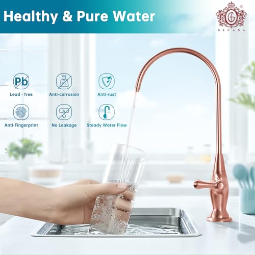 Image of Sink Drinking Water Faucet, Sink Water Filter System, Suitable for Most Reverse Osmosis or Water Filtration Systems, Stainless Steel Reverse Osmosis Faucet for Kitchen Bar, Red Copper