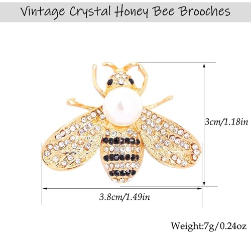 Image of Vintage Crystal Honey Bee Brooches for Women,Sparkly Rhinestone Insect Bee Brooches Charm Faux Pearl Yellow Sun Flower Honeybee Lapel Pins Dress Suit Shirt Prom Party Jewelry