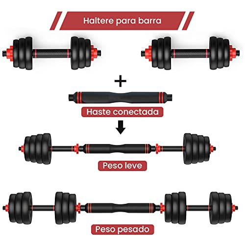 KIT HALTERES 6 EM 1 PESO MUSCULAÇÃO ATÉ 50KG AJUSTÁVEL PRETO
