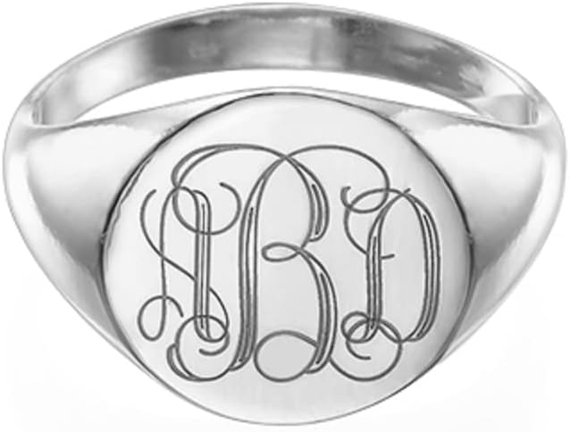 MYKA - Unisex Personalized Cursive Signet Engraved Monogram Initial Ring - For Woman or Men - Custom Gift Jewelry - 925 Sterling Silver, Gold Plated - Image 2