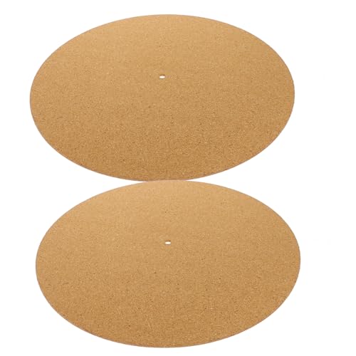 Yardwe 2pcs Cork Turntable Mat Vinyl Record Protective Pad for Vibration Reduction Enhanced Sound Quality Essential Accessory for Vinyl Players Record Enthusiasts