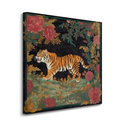Toile murale rétro 40x40 cm Yelolyio à rayures animalières pour décoration