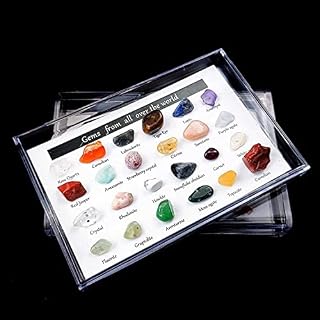 24 Pcs 2022 Advent Calendar Stone Collection gift Natural Crystal Agate Rocks, Minerals & Fossils for Kids Geology Enthusiasts Rock Christmas Countdown Calendar, multicolor