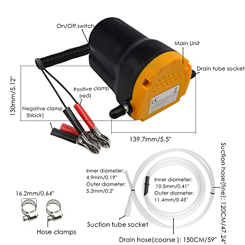 WMYCONGCONG Oil Change Pump Extractor 12V 60W Fluid Extractor Motor Oil Diesel Transfer Pump for Car Boat Motorbike Quad RV ATV and Other Vehicles by WMYCONGCONG - Image 2