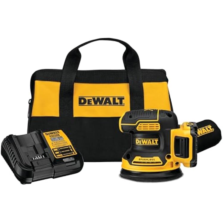 DEWALT 20V MAX Orbital Sander Cordless, 5-Inch Sander Tool, 2.Ah, 8,000-12,000 OPM, Variable Speed Dial, Storage Bag, Battery and Charger Included (DCW210D1)