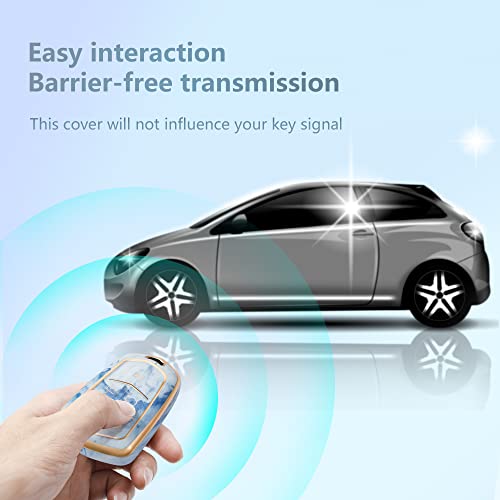 Key Fob Cover For Cadillac Ct6 Xt5 Cts Xts Srx Ats Dts Sts, Fashion Key Shell With Diamond Gold Keychain (Blue) #TOP3