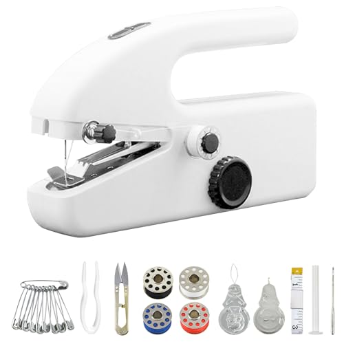 Máquina de Coser Portátil, Maquina Coser Portatil, Maquina de Coser Manual, Mini Máquina de Coser Eléctrica Portátil de Coser Rápida para Ropa Telas Bricolaje para Viajes en Casa