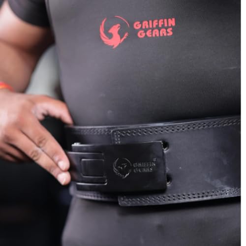 Image of Lever Belt | 10MM Full Grain Genuine Leather | Black, Black Buckle | Flip Lever Closure | Powerlifting Squats & Deadlifts | Medium (32-41 in)