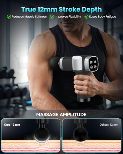 Image of Massage Gun Deep Tissue, Handheld Percussion Muscle Massager for Back, Neck & Shoulder Pain Relief, Portable Electric Back Massager with 30 Speed Levels & 6 Massage Heads, Gift for Men Women