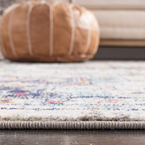 Safavieh Madison Collection Area Rug - 8' X 10', Cream & Blue, Boho Chic Medallion Distressed Design, Non-Shedding & Easy Care, Ideal For High Traffic Areas In Living Room, Bedroom (Mad473B) #TOP7