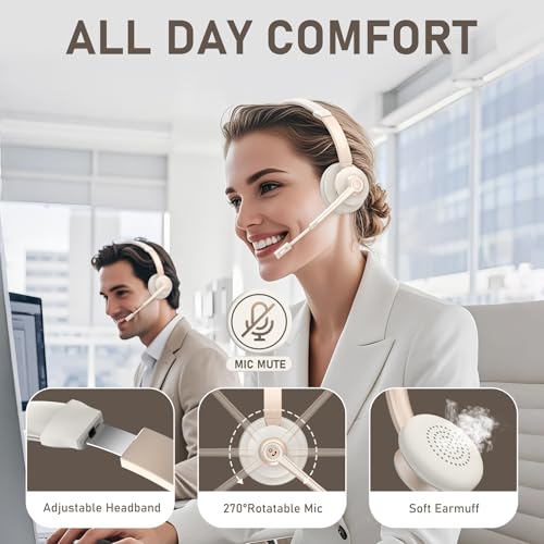 image for Vonztek Wireless Headset, Bluetooth Headphones with Microphone Noise C