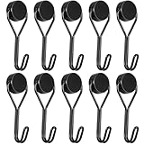 BieMian 10 Stück Magnethaken Extra Stark Schwarz, hält 5kg Magnet Haken, 180 Drehbar Magnetische Haken Metallhaken für Küche Büro kühlschränke Schlafzimmer, Neodym Magnete Hakens(16G)