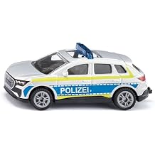 siku Audi Q4 e-tron Police Auxiliary Vehicle, Metal/Plastic, Blue/Silver, Childrens Toy Car, Rubber Tyres, Tow Bar