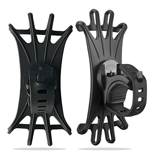 Image of Kraptick Universal Durable Non-Slip Silicone 360* Rotatable Mobile Phone Mount, Phone Holder for Handlebar for Bike, Bicycle, Stroller, Scooter (Black)