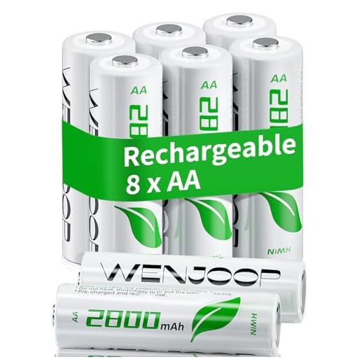 WENJOOP Rechargeable AA Batteries, 2800mAh High-Capacity NiMH 8Pack Double AA Rechargeable Battery with Long-Lasting Power, Batteries AA Size for Household and Office Devices - 1.2V Low Self Discharge