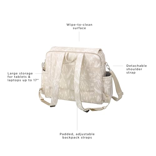 Petunia Pickle Bottom Boxy Backpack Deluxe, Diaper Bag for Parents, Stylish Baby Bag, Spacious Backpack for On-The-Go Moms (Linen Blossoms) - Thumbnail 2