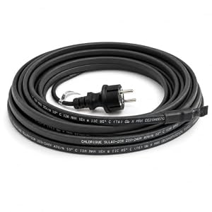 Frostschutz-Heizkabel CALORIQUE 5 m – SLL 40 W/m selbstregulierendes Eisfrei-Heizkabel 230V, Heizleitung mit Schutzkontaktstecker, anschlussfertiges Wärmekabel gegen Frost, Rohrbegleitheizung, IP67