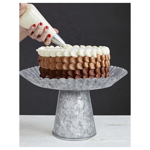 Galvanized Metal Cake Stand, Rustic Farmhouse Fruit Plate Buffet Stand, Serving Tray, Dessert Display Tray, Home Decor, Cake Stand for Wedding, Birthday, Party -12x12x7 Inch Flower Design - Natural