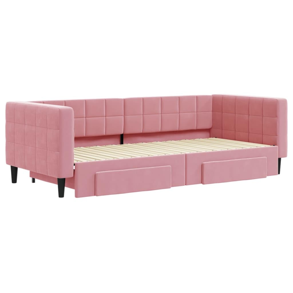 Sofa 2 w 1 z łóżkiem gniazdowym i szufladami, rozkładana dwuosobowa sofa z schowkiem, aksamitna tapicerka, drewniana i metalowa rama do salonu