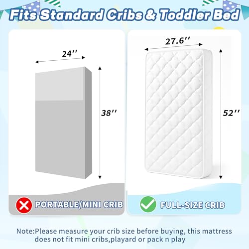 Image of Pro Goleem Breathable Crib Mattress, 52 inchx28 inch Dual-Sided Toddler Bed Mattress, 5 inch Thick Firm Foam & JPMA Certified, Comfort Jacquard Topper, Fits Standard Full-Sized Baby Cribs & Toddler Beds