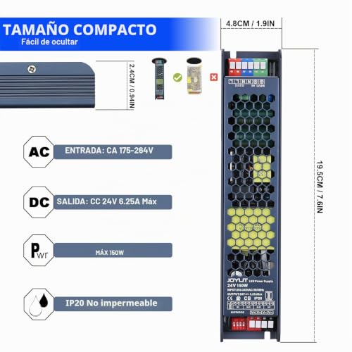 Transformador tira LED sin ruido fuente alimentación ajustable 24V 2