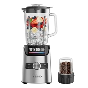 Power Blender - Linea Tegno – Profi Standmixer & Smoothie Maker – 1400W Hochleistungsmixer mit 1, 7L Glasbehälter, LED-Display & 250ml Kaffeemühle – Edelstahl
