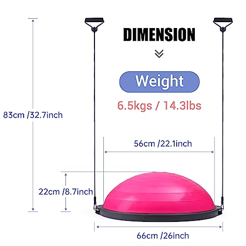 Image of Nice C Balance Ball, Half Ball, Balance Ball, Exercise Workout Trainer, with Resistant Band, Strength Fitness Yoga with Bonus Foot Pump