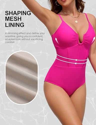 Image of Blooming Jelly Womens One Piece Swimsuit Tummy Control Modest Shapewear Corset Bathing Suit Ladies Slimming Retro Swimwear