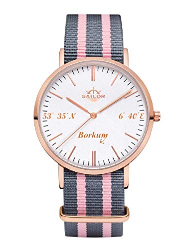 Montre analogique quartz Sailor borkum or rose avec bracelet nylon interchangeable