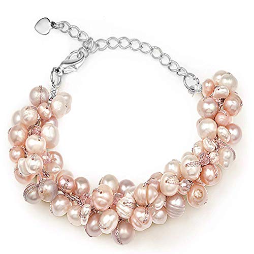 Silk Thead and Pink Cultured Freshwater Pearl Cluster Bracelet