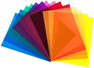 DECARETA Correction Gel Light Filter,14 Pack Colored Overlays Transparency Color Film with 7 Colors,Yellow Pink Purple Orange Blue Red Green for Kids,Photo studio,and Stage Lighting(29.7x21cm)