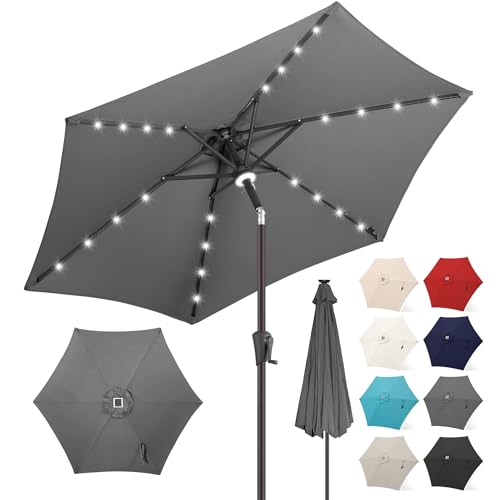 FLAME&SHADE Solar Patio Umbrella with Centre Light, 10 FT Anthracite by FLAME&SHADE - Used condition - US$51.99
