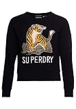 Superdry Womens Military Narrative Sweat Sweatshirt, Black, L