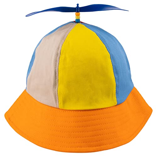 Framendino, Cute Detachable Propeller Bucket Hat Baseball Cap Helicopter Fisherman Hats Rainbow Color Orange