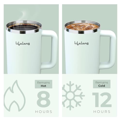 Image of Lifelong Double-Walled Vacuum Insulated Tumbler with Unbreakable Tritan Lid 1200ml |Keeps Drinks Hot for 8 Hours & Cold for 12 Hours| Durable Stainless Steel Tumbler with Comfort-Grip Handle (LLTBR08)