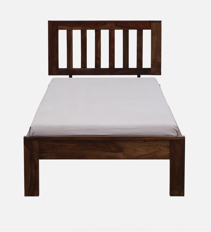 Image of Solid Sheesham Wood Wave Single Bed Without Storage | Wooden Single Bed Cot Palang Furniture for Bedroom Living Room Home and Hotel (Provincial Teak Finish)
