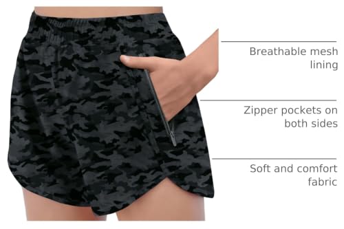 Image of Zaclotre Girls Athletic Shorts with Zipper Pockets High Waisted Running Shorts Soccer Gym Sports Active Short for Kids